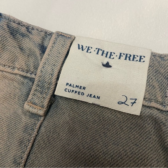 New! Free People Palmer Cuffed Baggy Wide Leg Jeans Blue Gray 2124 - Picture 6 of 14